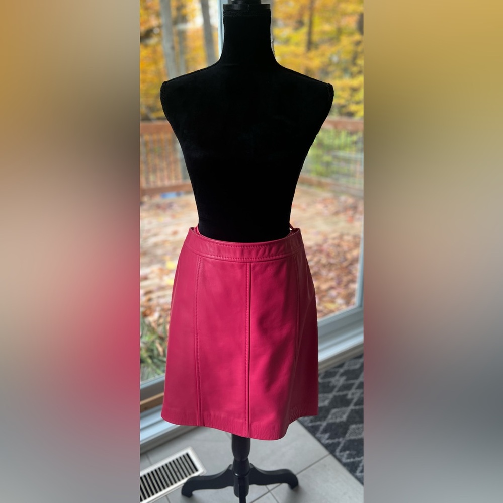 ✨ Escada 90’s 💗💚Colorblock Leather Jacket & Skirt Set! Collector’s Piece - Picture 11 of 11